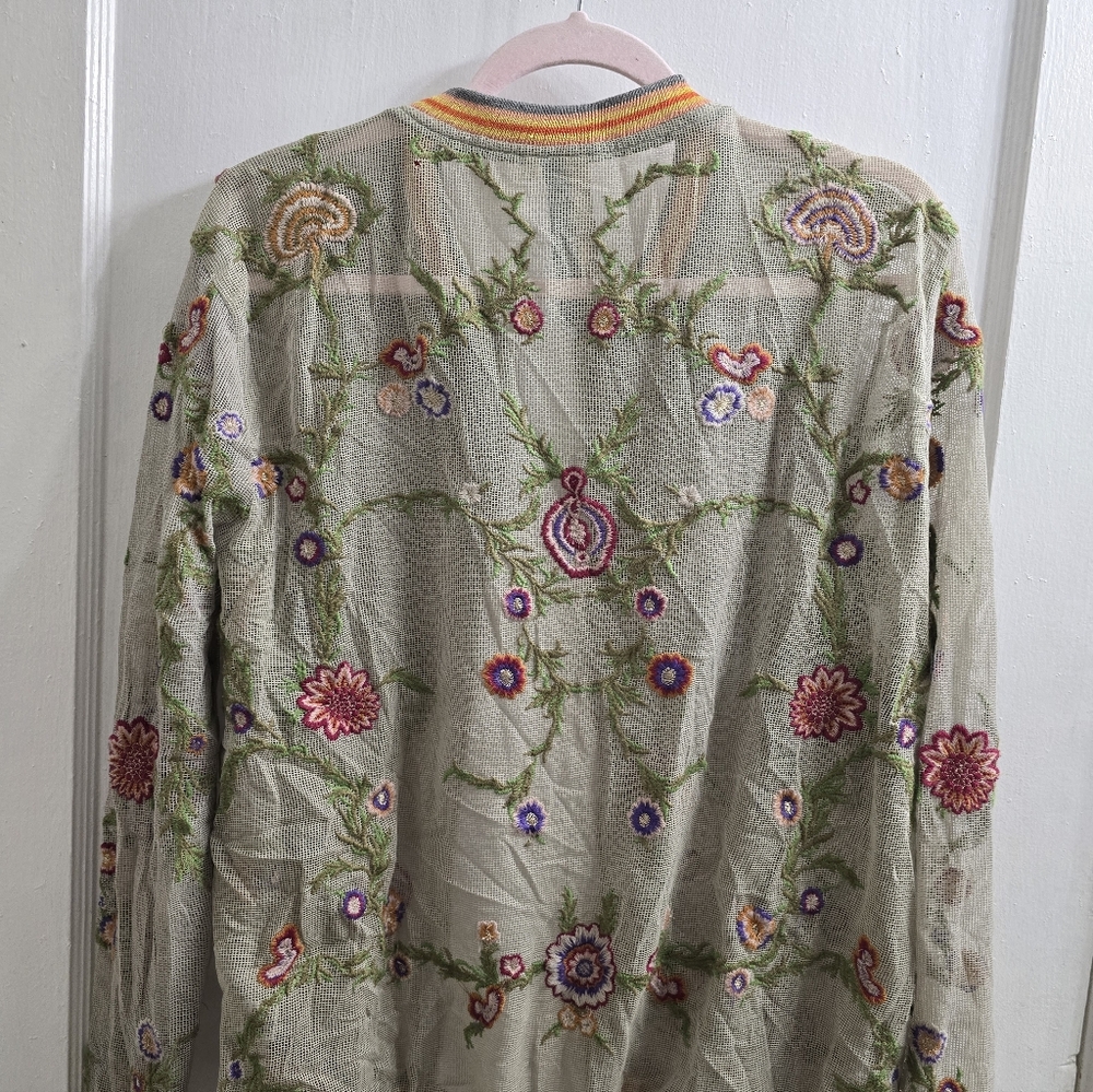 Arratta Silent Journey Colorful Embroidered Mesh Top - Picture 3 of 8
